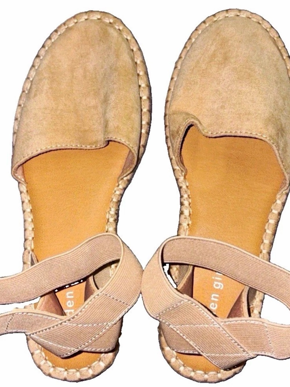 Madden Girl Beige Espadrille Sandals with Elastic Cross Straps